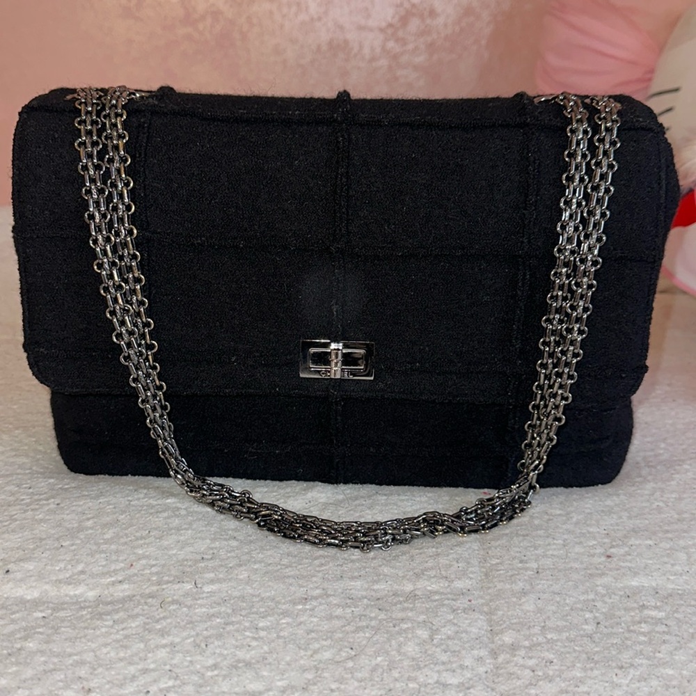 Authentic Wool Vintage Chanel Mademoiselle Chocolate Jumbo Flap 👜